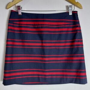 NWT LOFT PETITES Striped Skirt Navy Red Women Size 4P